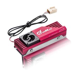 GUNMJO M.2 2280 SSD Heatsink, 20mm Built-in Cooling Fan, Aluminum Plate-Fin Design, with Thermal pad for AI and Gaming PC, Black