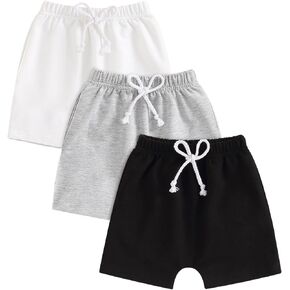 Baby Boys' 3-Pack Pull-on Jogger Shorts Knit Shorts Classic Fit Elastic Waist Toddler Shorts Kids Multipacks Pants