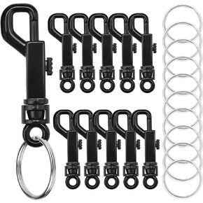 10 Sets Key Ring Key Chain Clips Toy Plush Keychain Snap Hook Paracord Lanyard Hanging Purse Coin Bag Bird Cage Christmas Decoration Hooks Outdoor DIY Accessories - Black