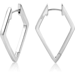 ALEXCRAFT Gold Hoop Earrings for Women Girls Hypoallergenic Sterling Silver Geometric Star Rhombus Huggie Earrings Trendy Jewelry Gift