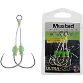 Mustad Slow Pitch Double Assist, White 3/0