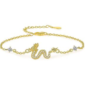 TEMICO 2024 Chinese New Year 925 Sterling Silver Dragon Bracelets Zodiac Red String Adjustable Chinese Lucky Bracelet for Spring Festival