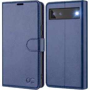 OCASE متوافق مع حافظة محفظة Google Pixel 6A، حافظة قابلة للطي من جلد البولي يوريثان مع حامل بطاقات RFID Blocking Stand [غلاف داخلي من مادة TPU مقاوم للصدمات] غطاء هاتف 6.1 بوصة 2022 (أسود)