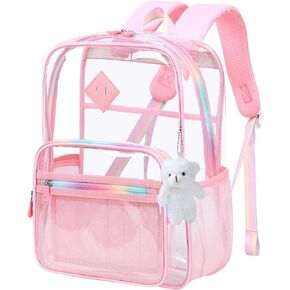 Clear Backpack for Girls Women, Heavy Duty Transparent Backpack for School, Stadium Approved See Through Bookbag for College Work