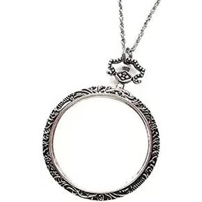 Magnifiers 10X Necklace with 40mm Diameter Glass Magnification Lens Pendant Necklace Magnifying Portable Pocket Reading Loupe Monocle for Books Crafts