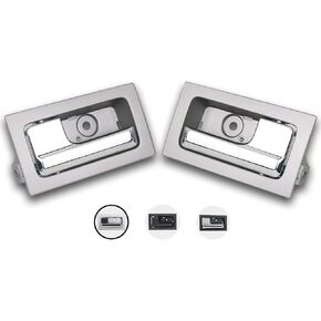 Interior Door Handle Front/Rear Left Driver& Right Passenger Side (Gray Housing+Chrome Lever) Compatible with 2009-2014 Ford F150 Replaces 9L3Z1522601CB 90826 9L3Z1522600CB 90825