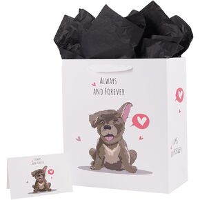 حقيبة هدايا ysmile مرحة مع مناديل تغليف مقاس 13 بوصة للرجال والنساء والذكرى السنوية حزمة واحدة لعيد الحب - كلب جميل in Kuwait