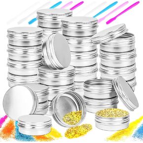 MotBach 24Pack 1oz Tin Jars, 30ml Metal Tin cans, 1Ounce Aluminum tin can jar Containers with Screw Lid for Lotion Bars, Toiletries, Creams, Samples, Makeup Cosmetic, Spices, Salve, Balms, Beard Balm