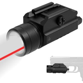 Gmconn Pistol Green Blue Red Laser Light Combo, Magnetic USB Rechargeable Tactical Flashlight 1250 Lumen Picatinny Flashlight with Strobe Function (Red Laser)