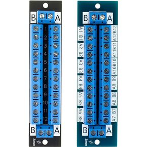 2pcs 2x12 Position Terminal Block Distribution Module Breakout Board for AC DC 15 Amp Blue+Black