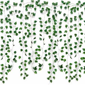 5PCS 38 Feet Artificial Grape Leaf Garland Fall Vines Plants Faux Greenery Decor Fake Hanging Plant for Bedroom Wall Wedding Indoor Outdoor Decoration