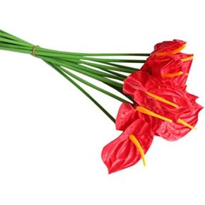 20Pcs Artificial Anthurium Flowers Real Touch Fake flower for Home Decor Floral Arrangements Bouquets (Pink)