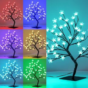 48 LED Artificial Cherry Blossom Tree - Bonsai Lighted Cherry Blossom Tree