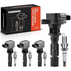 A-Premium Ignition Coils and Spark Plugs Kits Compatible with Mazda 3 2010 2011 2012 2013 L4 2.3L 4-PC Set