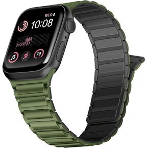 Magnetic Strap for Apple Watch Band 41mm 40mm 38mm Men, Soft Silicone Bracelet for iWatch Bands Series 9 8 7 6 5 4 3 2 1, Waterproof Strong Magnet Sport Apple Watch Bands SE Women Army Green