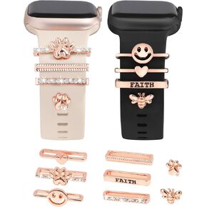 13 Packs Decorative Ring Loops Compatible with Apple Watch Band Charms 41mm 40mm 38mm 42mm 44mm 45mm 49mm Women, Stainless Steel Bling Metal Bracelet Accessories for iWatch Series 8 SE 7 6 5 4 3 2 1