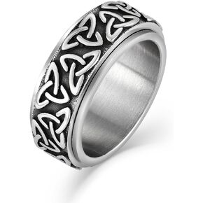 Trinity Celtic Knot Spinner Rings for Men,Stainless Steel Norse Viking Fidget Rings for Anxiety, Size 7-12