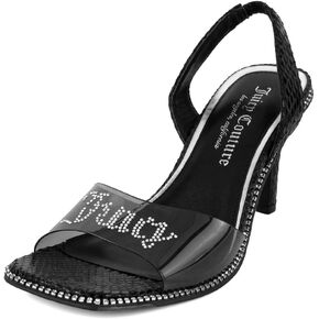 Juicy Couture Women's High Heels - Slingback Dress Sandals Featuring Lucite Strap and Dazzling Rhinestone Logo Embellishments