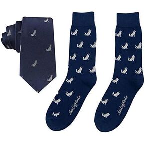AUSCUFFLINKS Wolf Dog Socks & Tie Combo Present for Men | Wolf Dog Socks Animal Lover Socks | Wolf of Wall Street | Wolves Funky Socks | Groomsmen Bundle