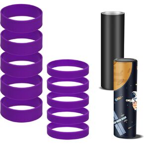 10pcs Tumbler Silicone Bands for Sublimation, Elastic Silicone Rubber Bands Rings Heat Resistance Sleeve Prevent Ghosting Wraps for Water Bottles Thermos Paper Holder Cups Crafts Accessories (Purple)