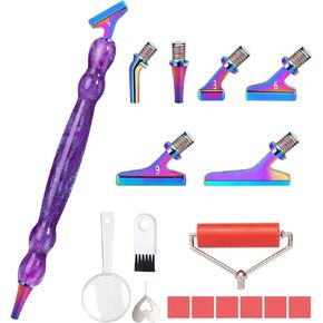 NIBESSER 21Pcs Diamond Art Painting Pen Kit 3pcs Diamond Art Pens 12 Pcs 45°Metal Screw Thread Tips 5D Resin Painting Tools Accessories Multi Placer Tips for DIY Handmade (Rainbow C)