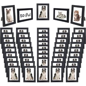 Set of 50 Picture Frame Bulk Photo Frames with Mat Wall Mounting Simple Photo Frames Multi Picture Frames for Wall or Tabletop,3.5x5 Inch Black