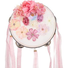 LUOZZY Percussion Tambourine Musical Instrument for Performance Hand Drum Flower Bell Drum Handheld Drum Tambourine (Pink Purple)