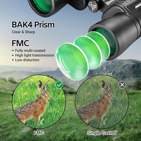 AOMEKIE 8x40 مناظير للبالغين عالية الطاقة BAK4 بريزم FMC عدسة كاملة الحجم مقاومة للماء HD مناظير احترافية لمشاهدة الطيور والصيد والمشي لمسافات طويلة في الهواء الطلق والسفر in Kuwait