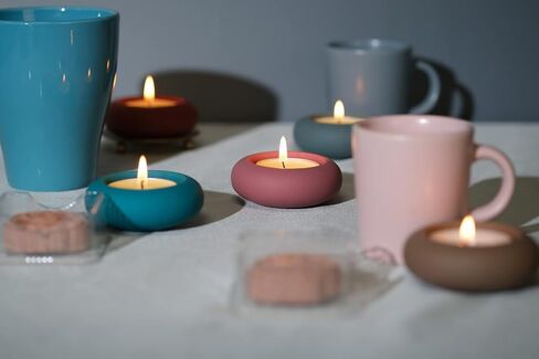Handmade Decorative Pebble Tealight Candle Holders Set of 2 - Handcrafted Home Decor Accent for Calming Earthy Aesthetic Cement White Diameter 2.6 inches in Saudi Arabia