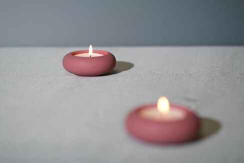 Handmade Decorative Pebble Tealight Candle Holders Set of 2 - Handcrafted Home Decor Accent for Calming Earthy Aesthetic Cement White Diameter 2.6 inches in Saudi Arabia