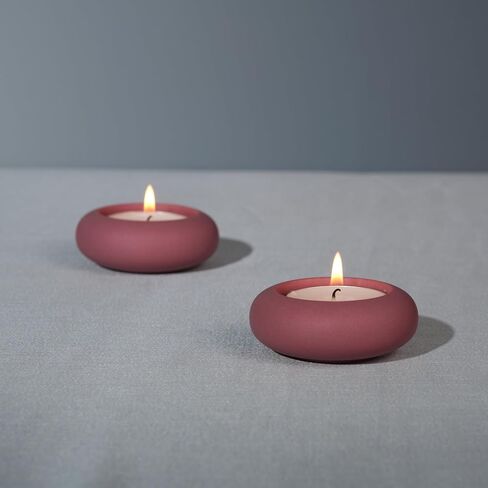 Handmade Decorative Pebble Tealight Candle Holders Set of 2 - Handcrafted Home Decor Accent for Calming Earthy Aesthetic Cement White Diameter 2.6 inches in Saudi Arabia