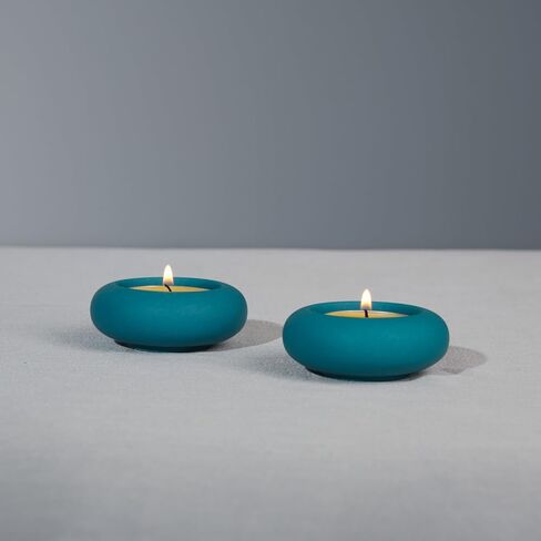 Handmade Decorative Pebble Tealight Candle Holders Set of 2 - Handcrafted Home Decor Accent for Calming Earthy Aesthetic Cement White Diameter 2.6 inches in Saudi Arabia
