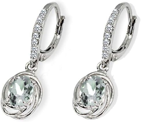 Sterling Silver Genuine or Synthetic Gemstone 7x5mm Oval Love Knot Leverback Earrings in Saudi Arabia