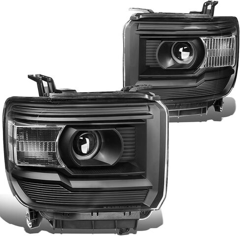DNA Motoring HL-OH-GMCS14-BK-CL1 Black Housing Clear Side Projector Headlight [For 14-17 GMC Sierra ] in Saudi Arabia