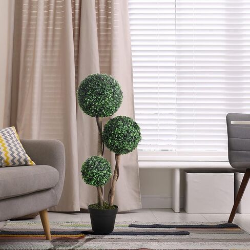 Artificial Tree with 3 Balls, Fake Plant Artificial Boxwood Topiary Tree, Artificial Silk Plants Potted for Home Bedroom Office Decor Indoor Gift (Set of 2) in Saudi Arabia