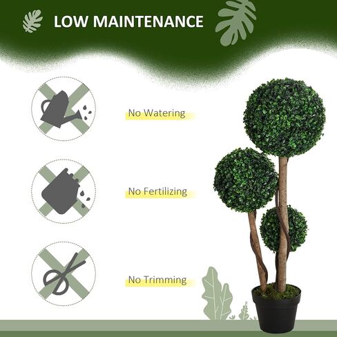 Artificial Tree with 3 Balls, Fake Plant Artificial Boxwood Topiary Tree, Artificial Silk Plants Potted for Home Bedroom Office Decor Indoor Gift (Set of 2) in Saudi Arabia