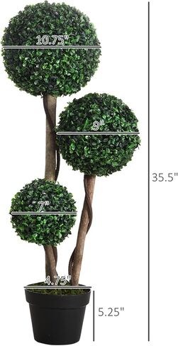 Artificial Tree with 3 Balls, Fake Plant Artificial Boxwood Topiary Tree, Artificial Silk Plants Potted for Home Bedroom Office Decor Indoor Gift (Set of 2) in Saudi Arabia