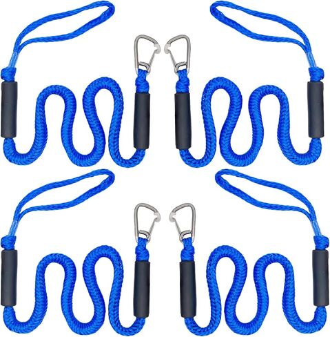Bungee Boat Dock Lines with Clip Boat Ropes for Docking Jet Ski Seadoo Kayak Boating Accessories (Black) in Saudi Arabia