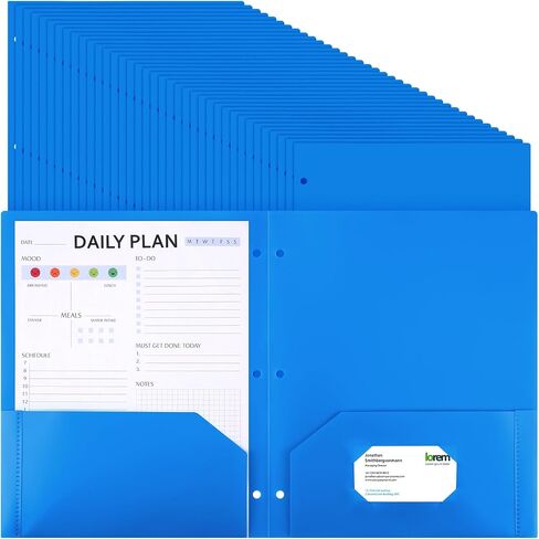 Yeaqee 48 Pack Plastic 3 Hole Punch Folders with 2 Pockets Bulk Heavy Duty Plastic Folders with Card Slot Pocket Folders for Letter Paper Size for Kids Students Teachers Office(Rose Red) in Saudi Arabia