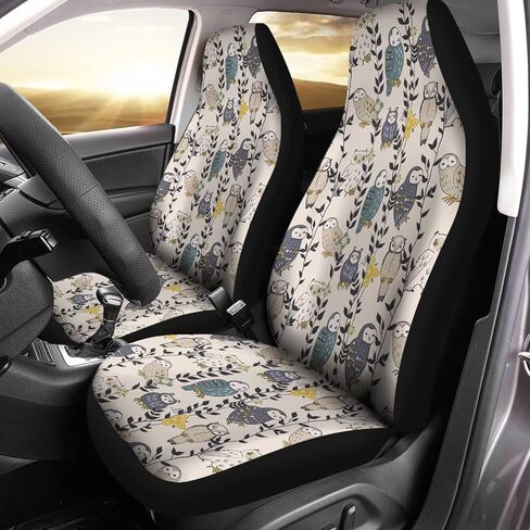 Purple Metal Owl Print Car Accessories Interior Decor Set of 2, Durable Seat Cover for Men Women Fit for Car, Truck or SUVs in Saudi Arabia