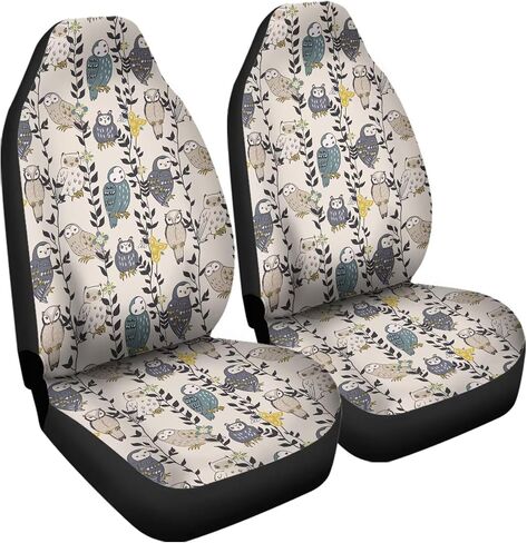 Purple Metal Owl Print Car Accessories Interior Decor Set of 2, Durable Seat Cover for Men Women Fit for Car, Truck or SUVs in Saudi Arabia
