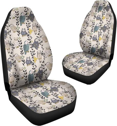 Purple Metal Owl Print Car Accessories Interior Decor Set of 2, Durable Seat Cover for Men Women Fit for Car, Truck or SUVs in Saudi Arabia