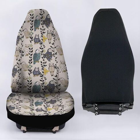 Purple Metal Owl Print Car Accessories Interior Decor Set of 2, Durable Seat Cover for Men Women Fit for Car, Truck or SUVs in Saudi Arabia