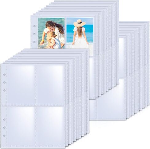 300 حزمة من 2400 جيوب لبطاقات الصور الفوتوغرافية لـ A5 Binder 6 Ring 2.5x3.5 "أكمام بطاقات التداول K Pop Photocard الأكمام مزدوجة الجوانب 4 صفحات صور جيب تحميل علوي لورق الصور in Saudi Arabia