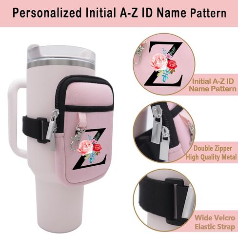 حقيبة زجاجات مياه أولية من A-Z لملحقات أكواب الصالة الرياضية من Stanley Cup، متوافقة مع Stanley Quencher Adventure IceFlow Yeti 40oz 30oz 20oz، جيب معرف الاسم الشخصي للنقود والهاتف والمفتاح in Kuwait