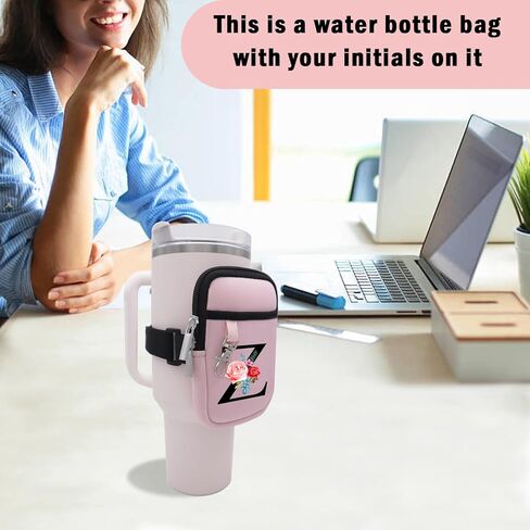 حقيبة زجاجات مياه أولية من A-Z لملحقات أكواب الصالة الرياضية من Stanley Cup، متوافقة مع Stanley Quencher Adventure IceFlow Yeti 40oz 30oz 20oz، جيب معرف الاسم الشخصي للنقود والهاتف والمفتاح in Kuwait