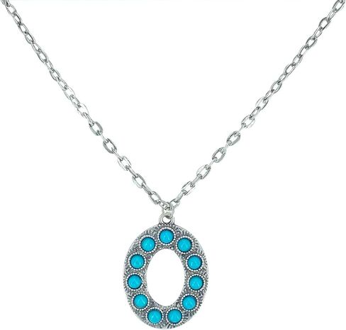 Turquoise Initial Letter S Necklace - Silver Plated Stainless Steel Alphabet Monogram Necklace for Women Gift in Kuwait