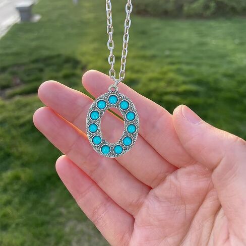 Turquoise Initial Letter S Necklace - Silver Plated Stainless Steel Alphabet Monogram Necklace for Women Gift in Kuwait