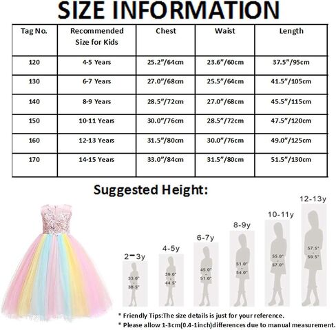 HIHCBF Girls Unicorn Rainbow Princess Birthday Dress Halloween Carnival Costume Christmas Party Long Maxi Gown w/Headband in Saudi Arabia