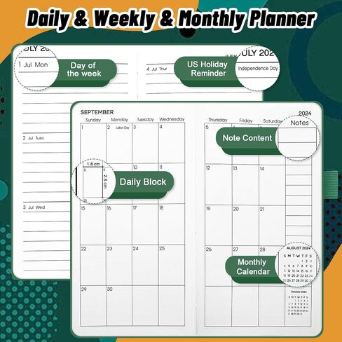 2024-2025 Pocket Planner - July 2024 - December 2025, Small Pocket Calendar 2024-2025, Academic Planner, Weekly Monthly Planner, 3.5" x 6.7", Purple in Saudi Arabia